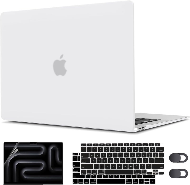 CISSOOK Matte Clear Hard Shell Cover for MacBook Air 13 Inch M1 Case 2020 2021-2018 Release Model A2337 M1 A2179 A1932 with Touch ID, Plastic Hard Case for Air 13" with Keyboard Cover Screen Protector - Image 1